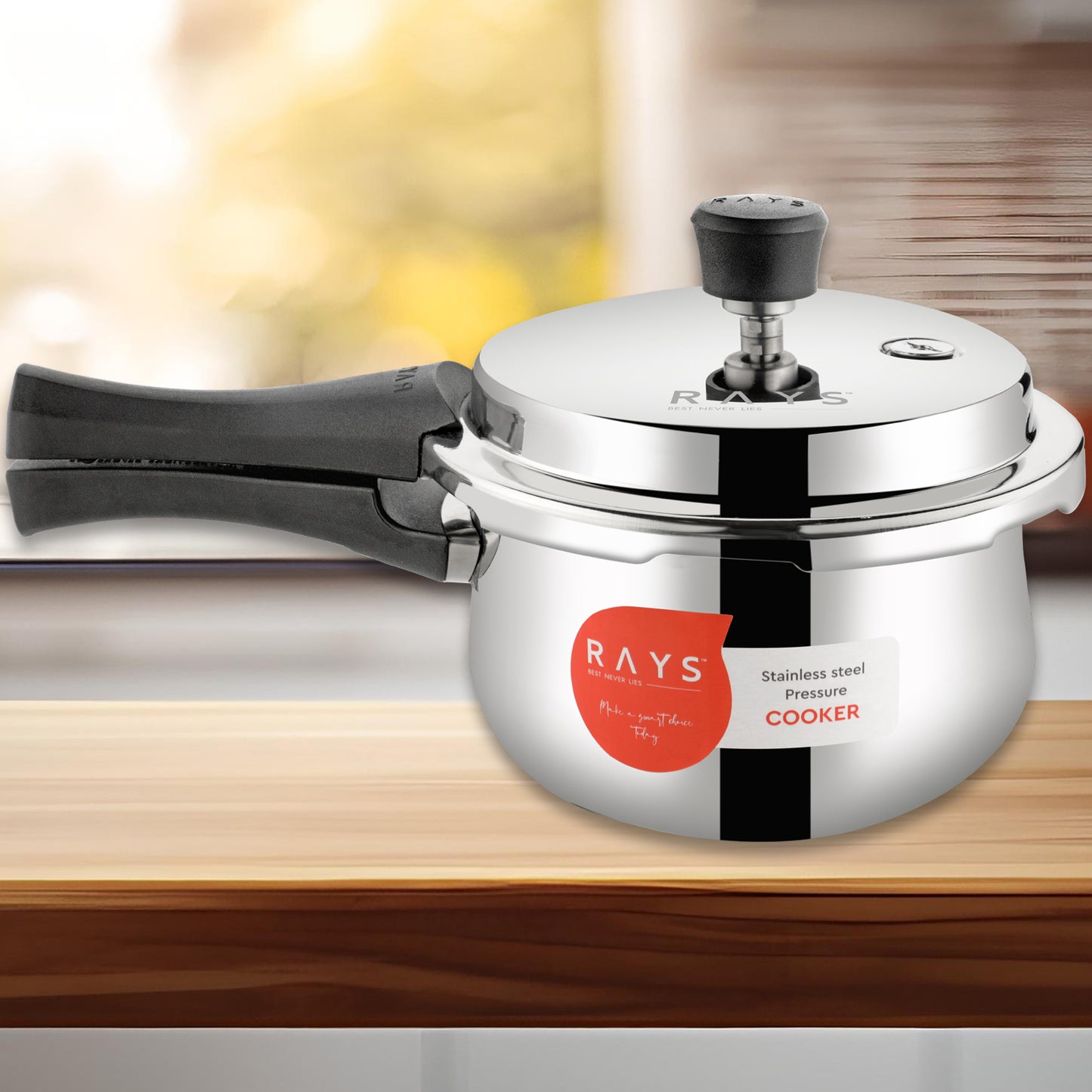🍲 Stainless Steel Rays Fusion Pressure Cooker with Outer Lid – 3.5 Litres