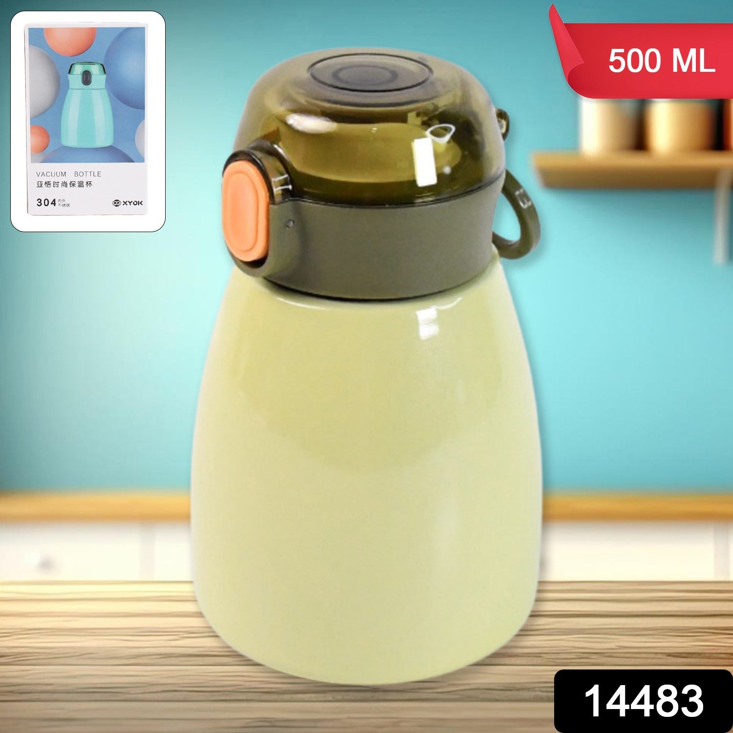 Vacuum Insulation Flask Bottle With Straw For Sports Adult Children (Approx 480ml) - Chestore