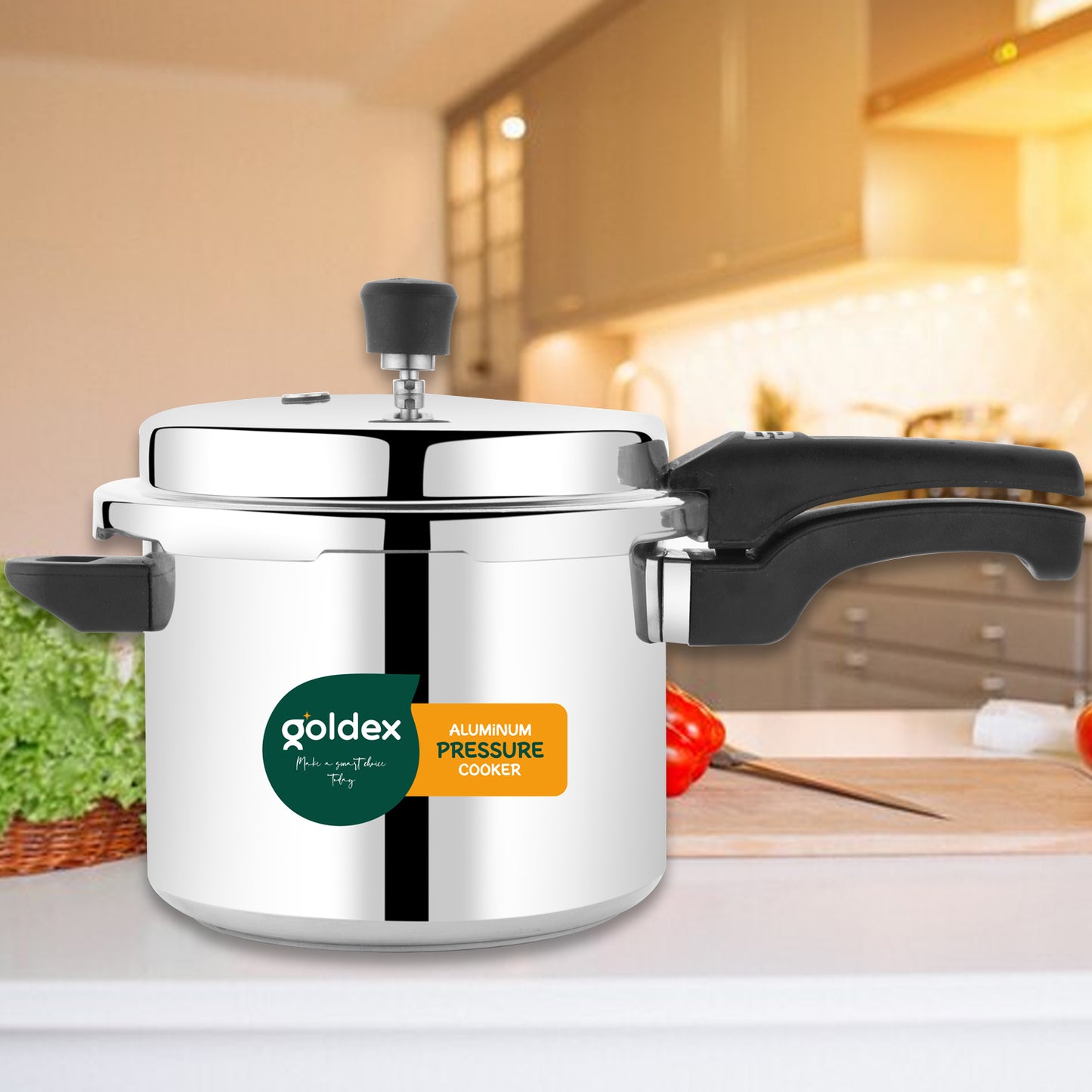 ✨ Aluminium Classic Goldex Pressure Cooker with Outer Lid – 5 Litres