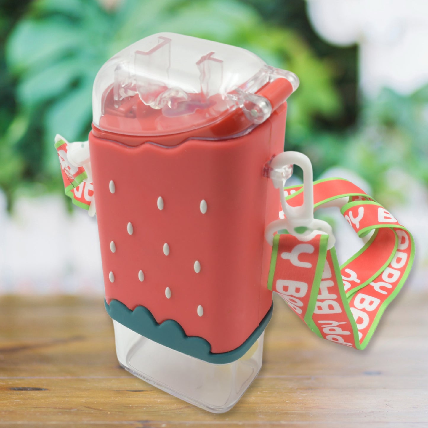 Cute Ice Cream-Shaped Kids Water Bottle – 300ml Leakproof Bottle with Straw & Strap