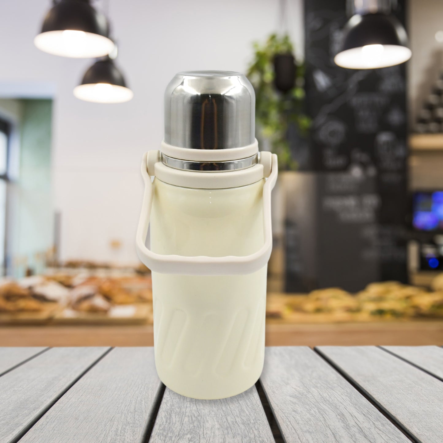 Stainless Steel Vacuum Insulated Water Bottle – Leak-Proof Flask with Hanging Strap (900ml)