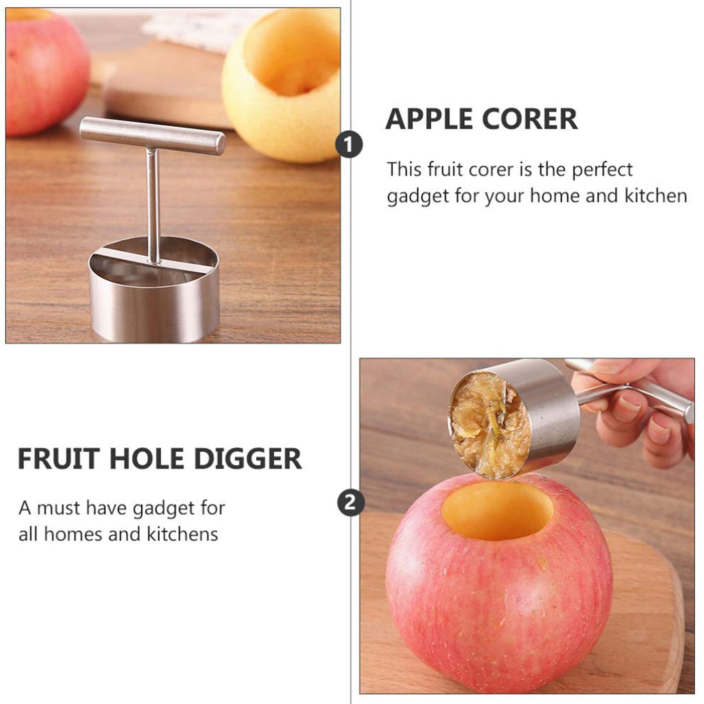 Fruit & Vegetable Corer | Pear Core Separator & Seeder Cutter for Easy Pitting and Hole Removal