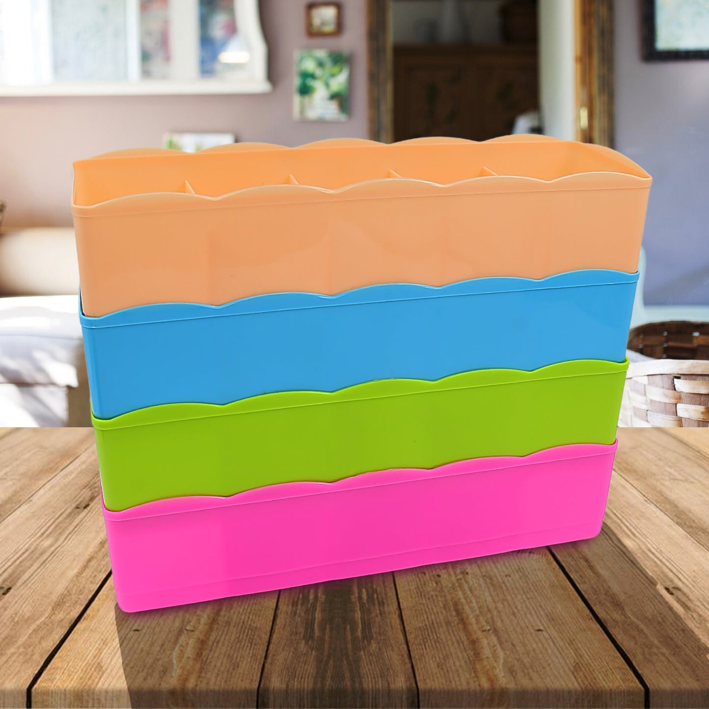 5-Compartment Storage Box for Socks, Handkerchiefs & Underwear – Pack of 4 | Closet Organizer