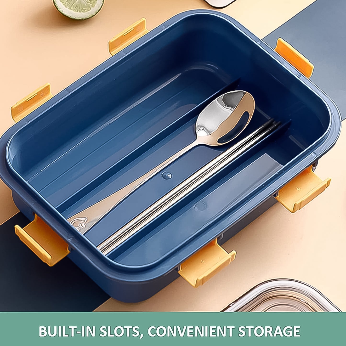 3-Compartment Stainless Steel Lunch Box – Leakproof Bento with Spoon & Chopsticks