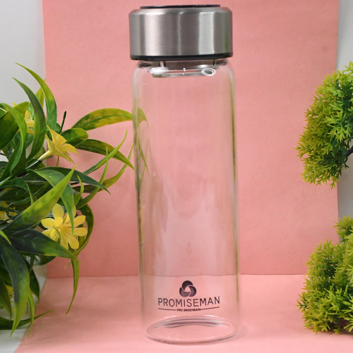Outdoor Sport Glass Water Bottle with Steel Lid – 500ml