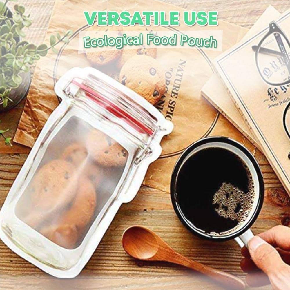 Plastic Transparent Jar-Shaped Stand-Up Pouch with Zipper | Reusable Storage Pouch