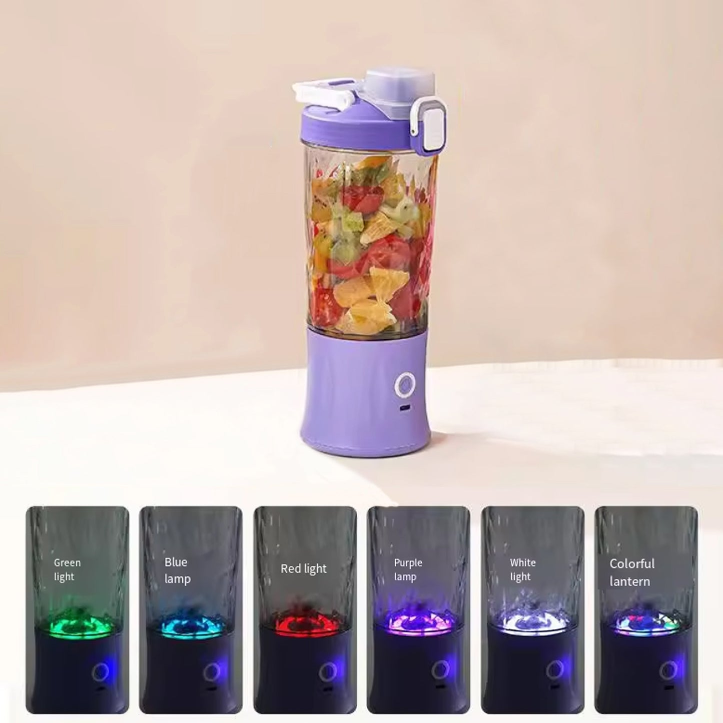 Electric Crusher Juicer with Multicolor Light | 8-Blade, 600ml Juicer