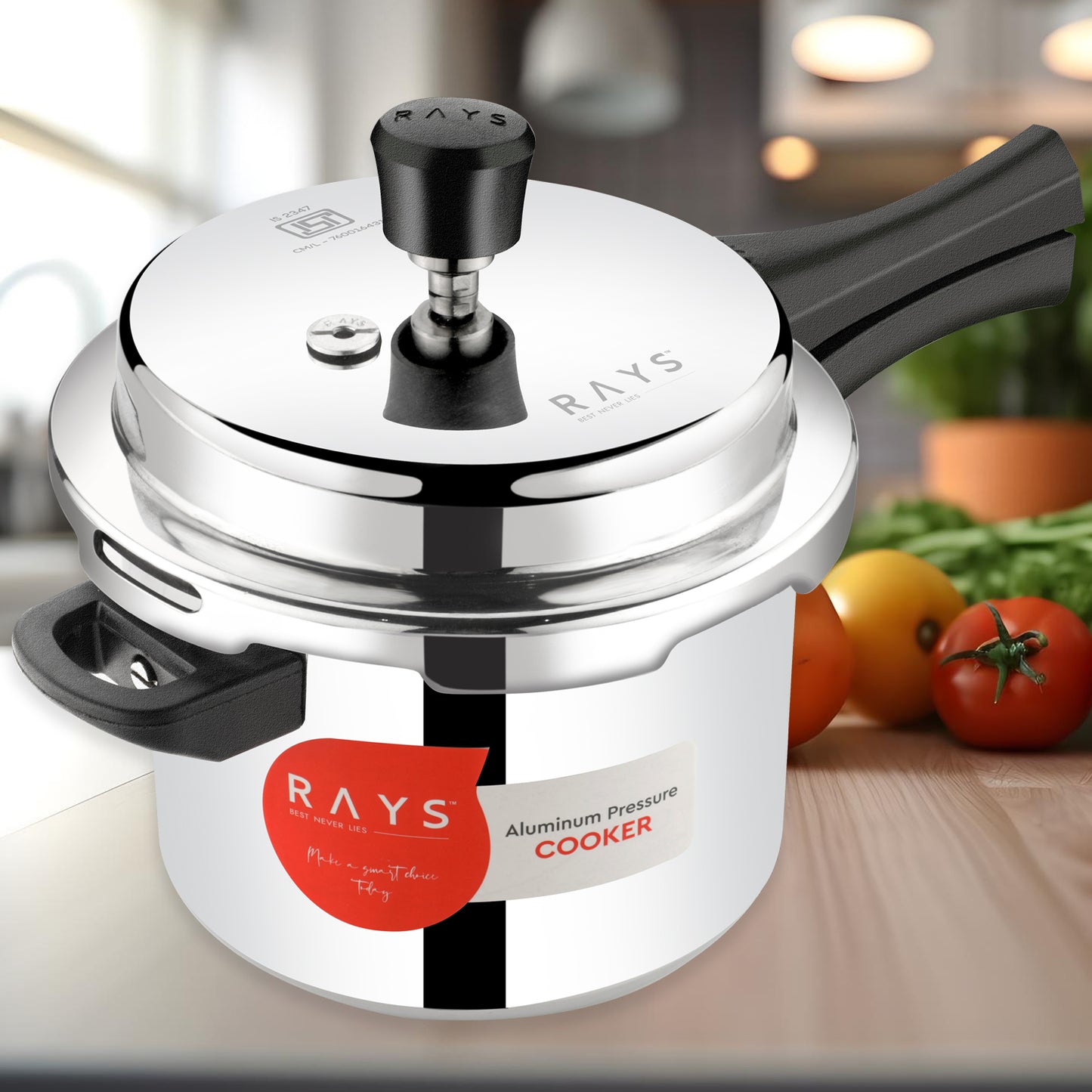 🍛 Aluminium Rays Aura Pressure Cooker with Outer Lid – 5.5 Litres