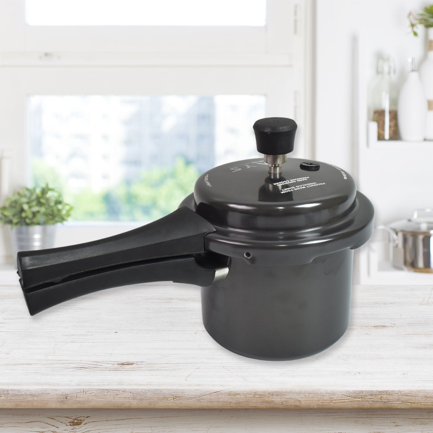 🖤 Aluminium Rays Black Beauty Pressure Cooker with Outer Lid – 1.5 Litres