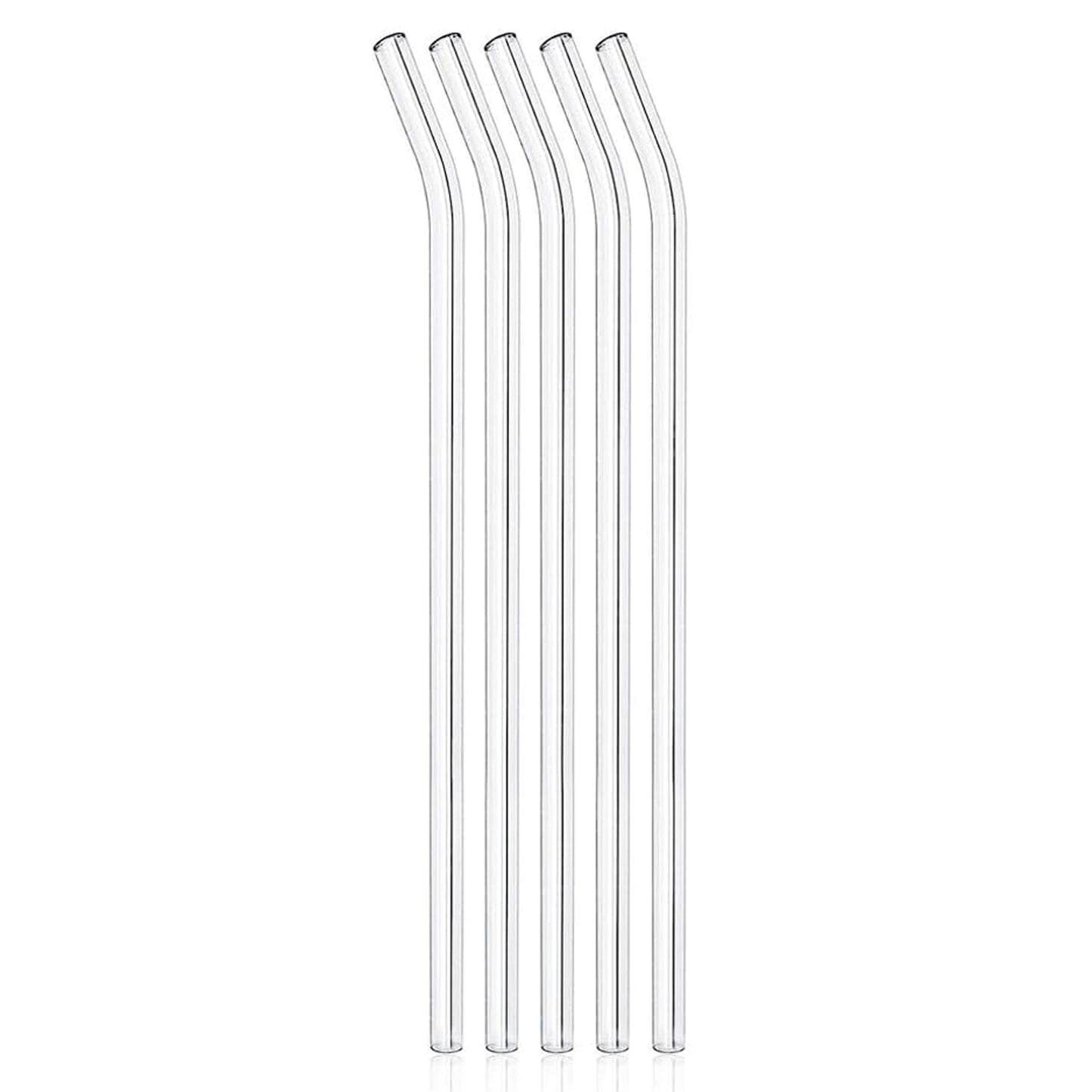 Reusable Glass Straws – Clear Glass Drinking Straw Set, 5 Pieces