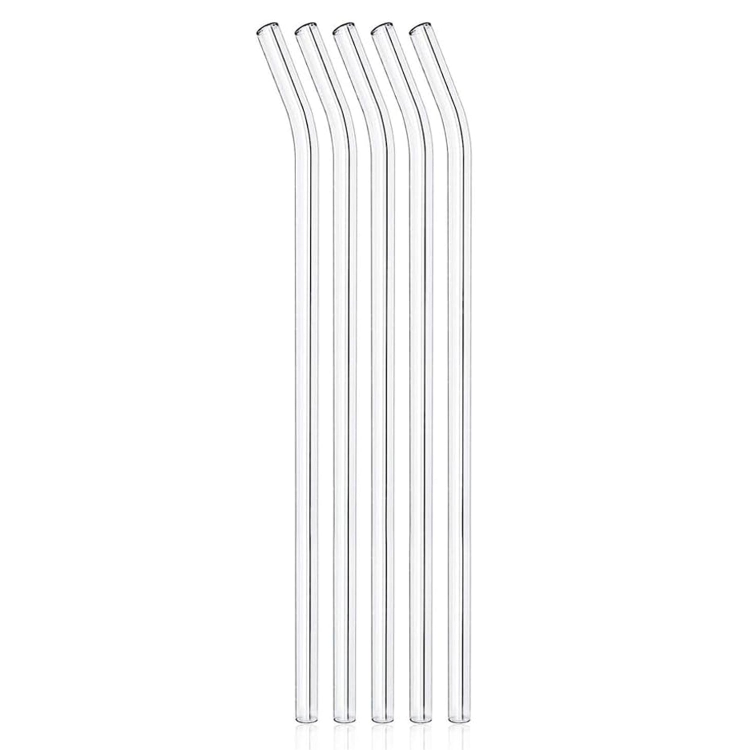Reusable Glass Straws – Clear Glass Drinking Straw Set, 5 Pieces