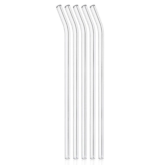 Reusable Glass Straws – Clear Glass Drinking Straw Set, 5 Pieces